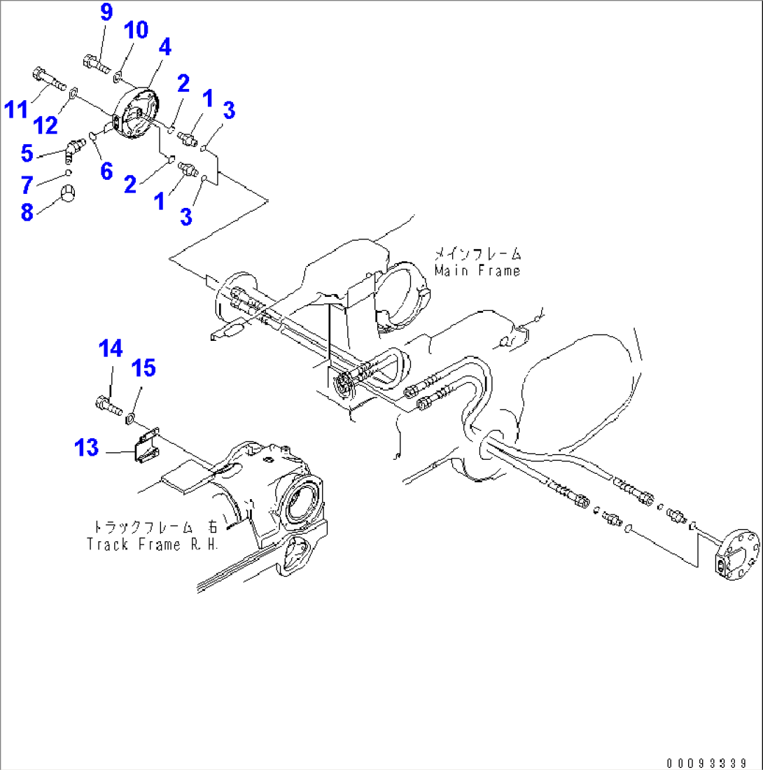 TRACK FRAME (R.H.) (ELBOW AND COVER) (WITH BLADE TILT) (7 ROLLER) (FOR CHINA)