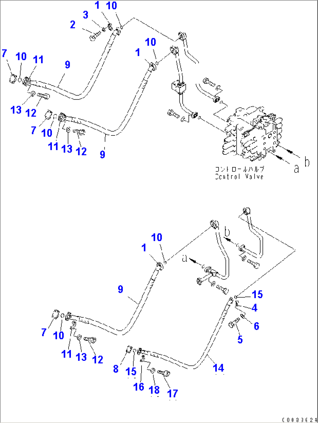 ARM AND BUCKET PIPING (VALVE PIPING) (2/2)