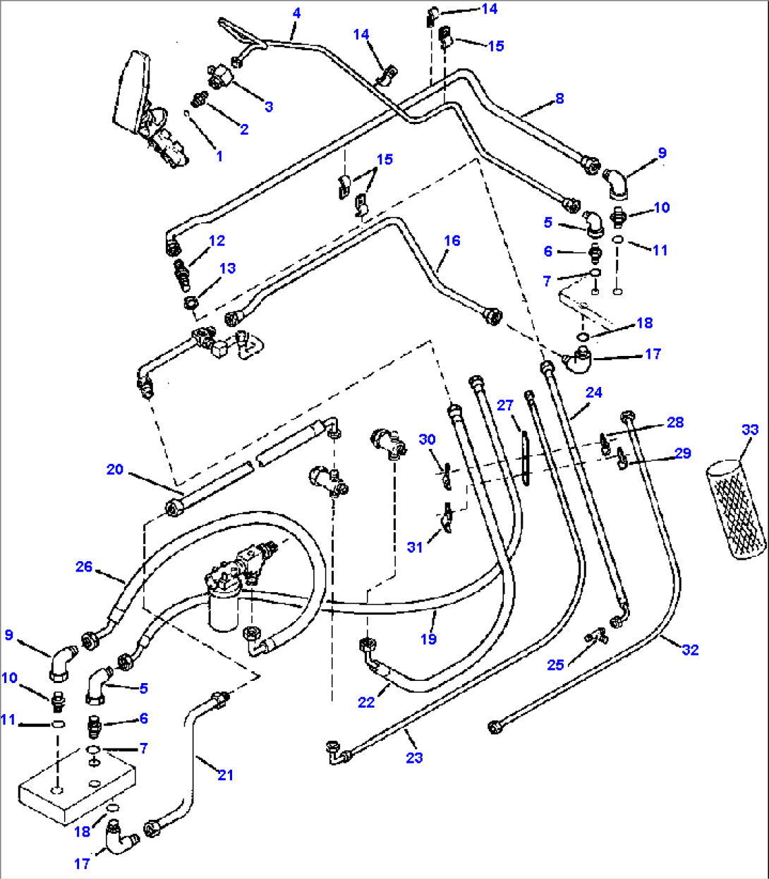 SERVICE BRAKE PIPING MASTER BRAKE VALVE TO FRONT & REAR AXLE