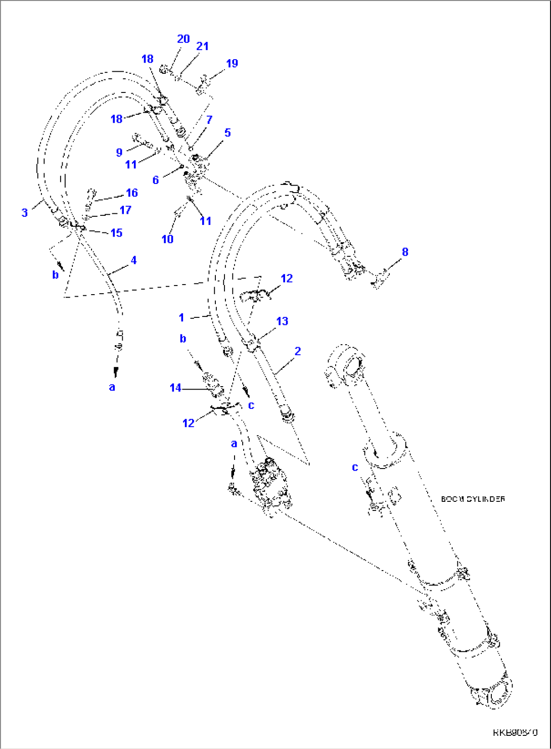 BOOM CYLINDER, PIPING, 2-PIECE BOOM (2/2)