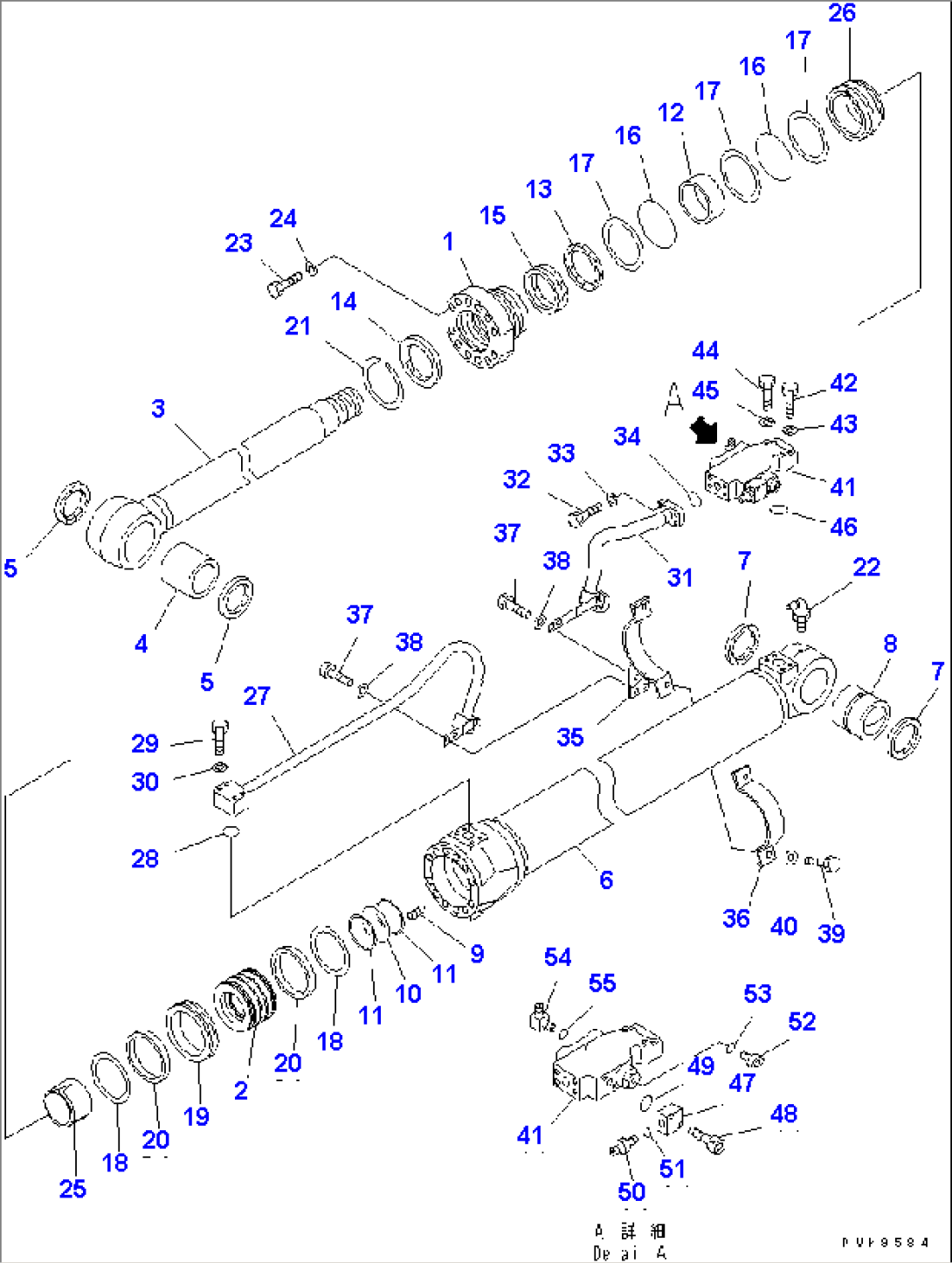 BOOM CYLINDER (L.H.) (FOR 2-PIECE BOOM)(#K30369-K31999)