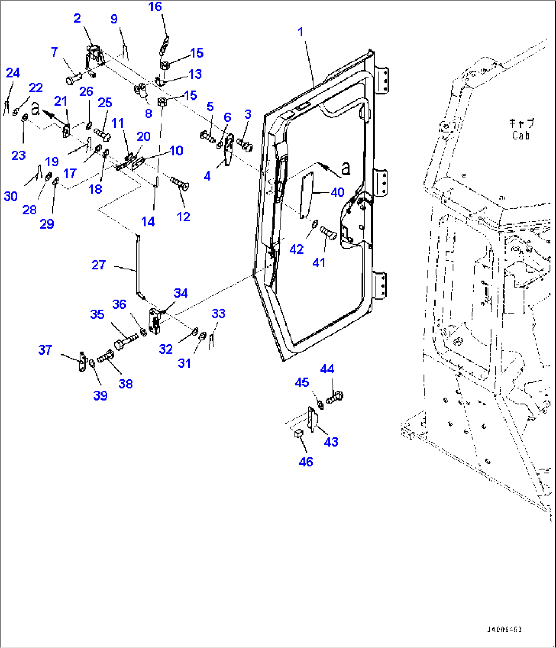 Cab, Door and Latch, R.H. (#30001-)