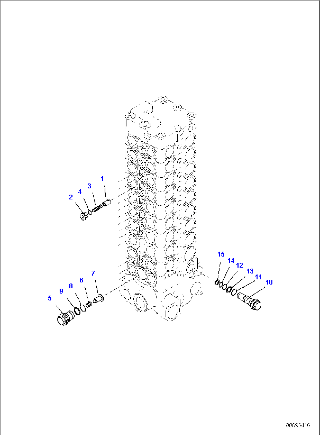 MAIN CONTROL VALVE, FOR MACHINE WITH 2-PIECE BOOM, INNER PARTS (4/15)