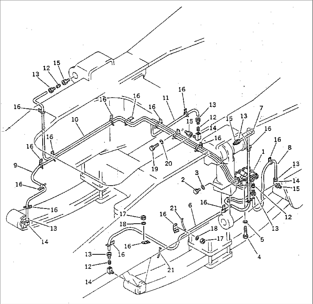 CENTRAL LUBRICATION PIPING (FRONT UPPER DISTRIBUTOR LINE)