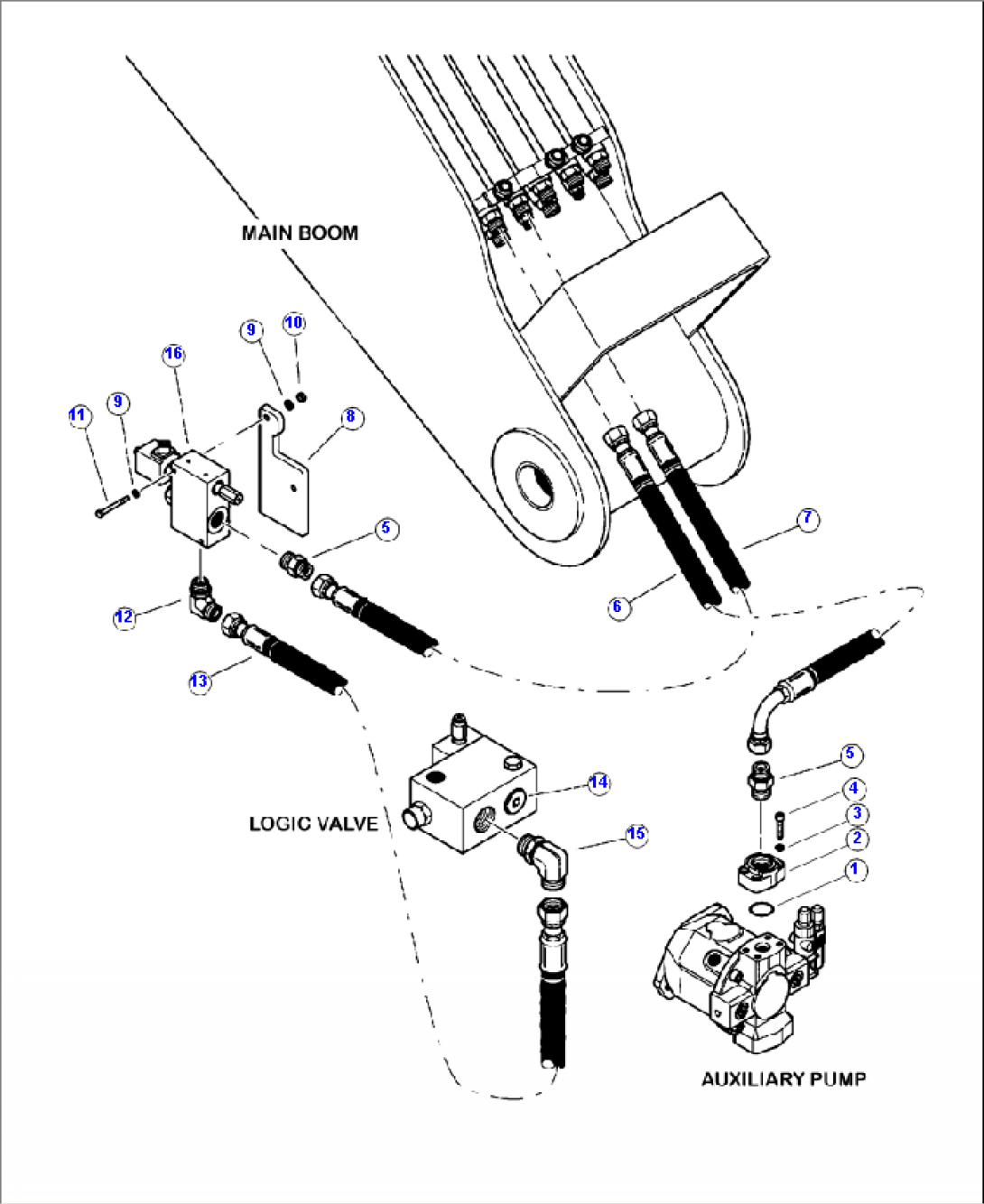 H1014-01A0 HYDRAULIC PIPING DISC SAW PRESSURE AND RETURN LINES TO ATTACHMENT