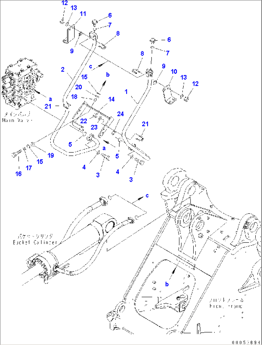 HYDRAULIC PIPING (DUMP CYLINDER LINE) (FOR 3-SPOOL VALVE) (PPC)