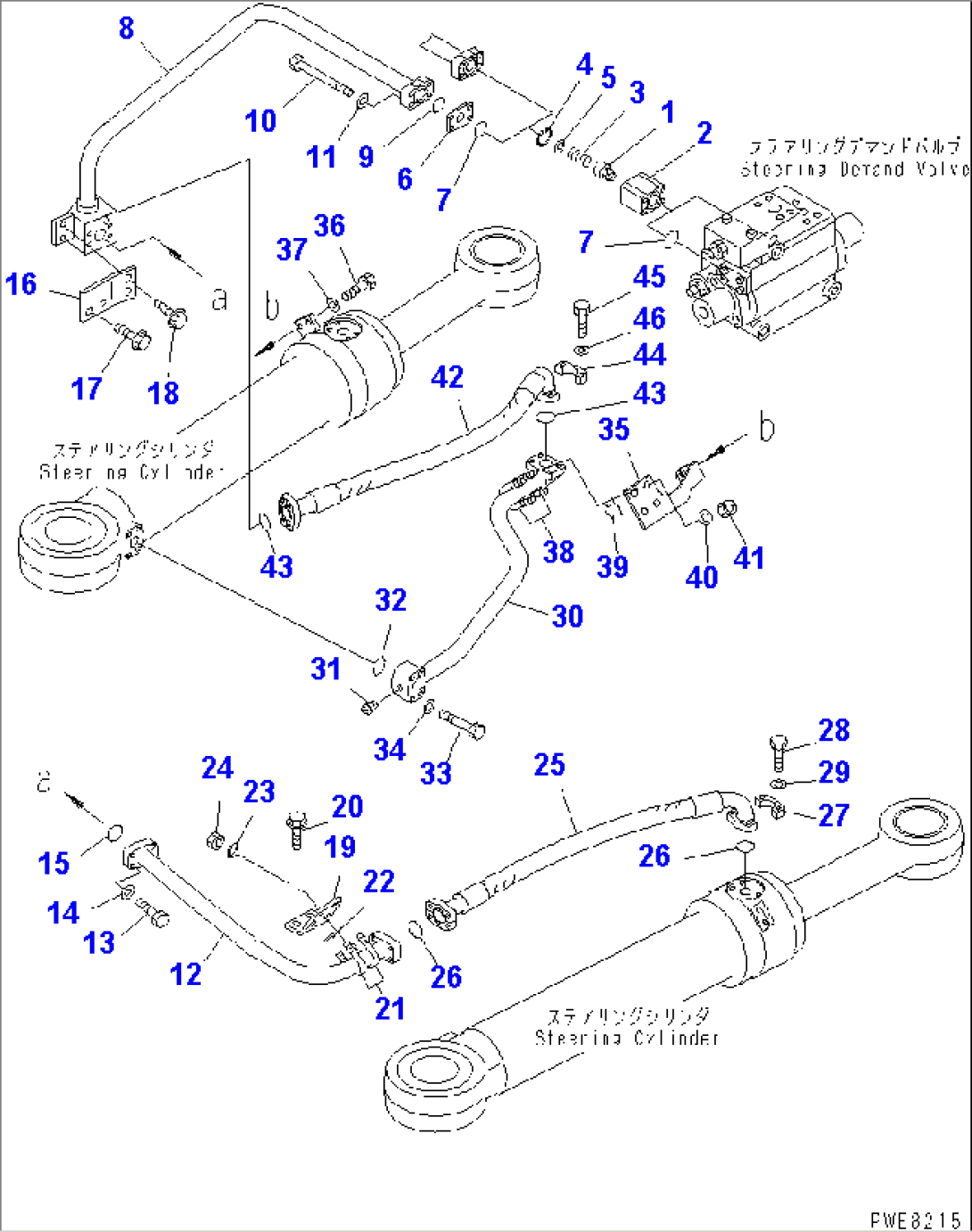 STEERING HYDRAULIC LINE (STEERING CYLINDER PIPING¤ 1/2)(#50001-51074)