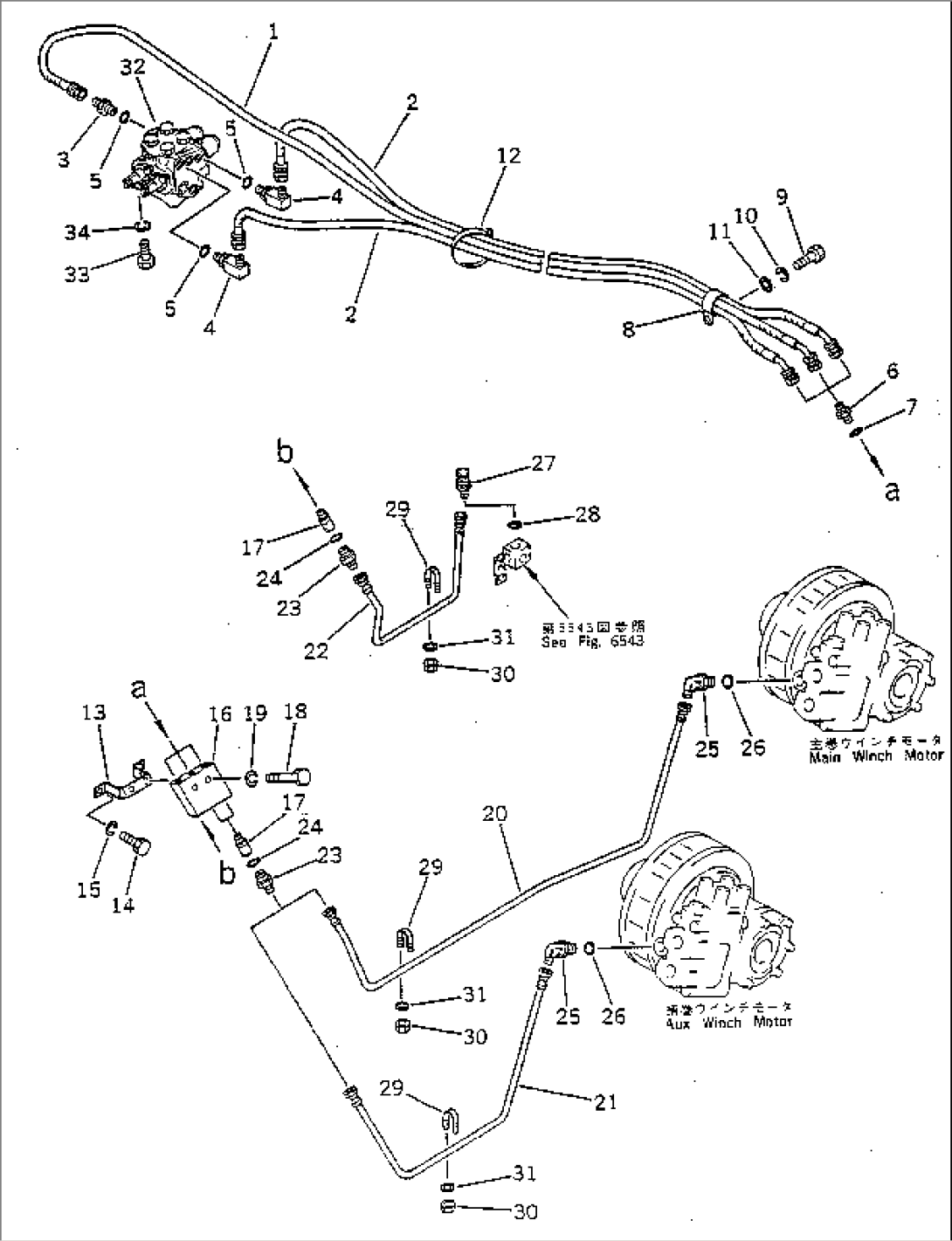 HYDRAULIC PIPING (WINCH MOTOR TO CLUTCH VALVE)