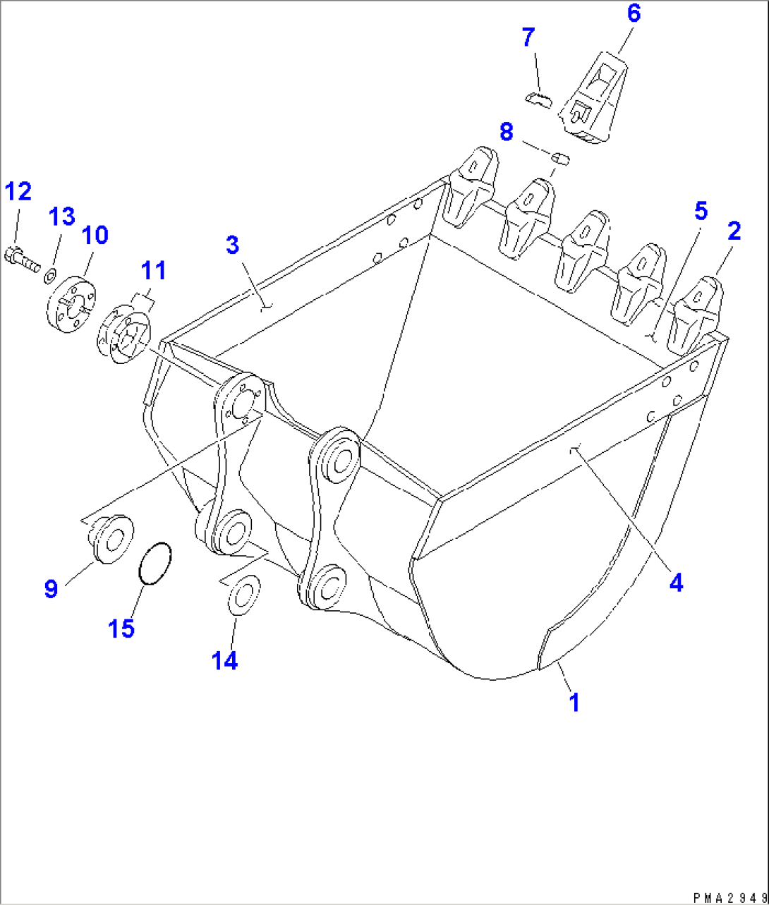 BUCKET¤ 0.55M3 (CECE 0.50M3)¤ WIDTH 1000MM (VERTICAL PIN TYPE)