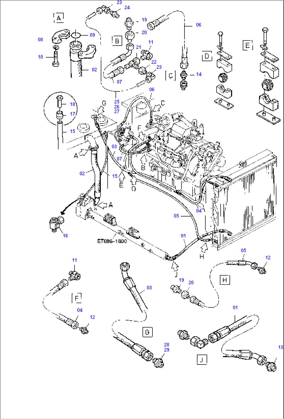 Hydr. Lines Oil Cooler and Transmission Oil Lube