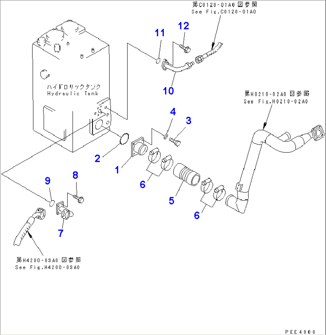 HYDRAULIC TANK (STEERING AND SUCTION AND DRAIN LINE)