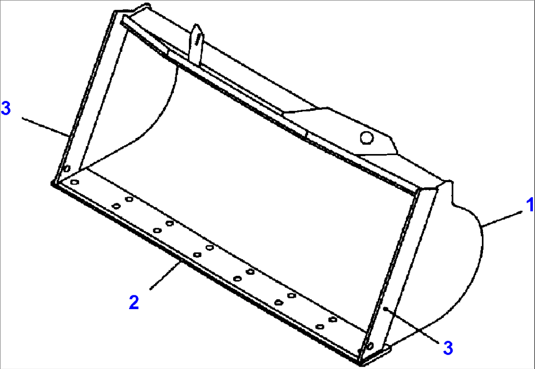 FIG. T4120-01A1 BUCKET ASSEMBLY - 1.9 CU. M - WITH BOLT-ON CUTTING EDGE
