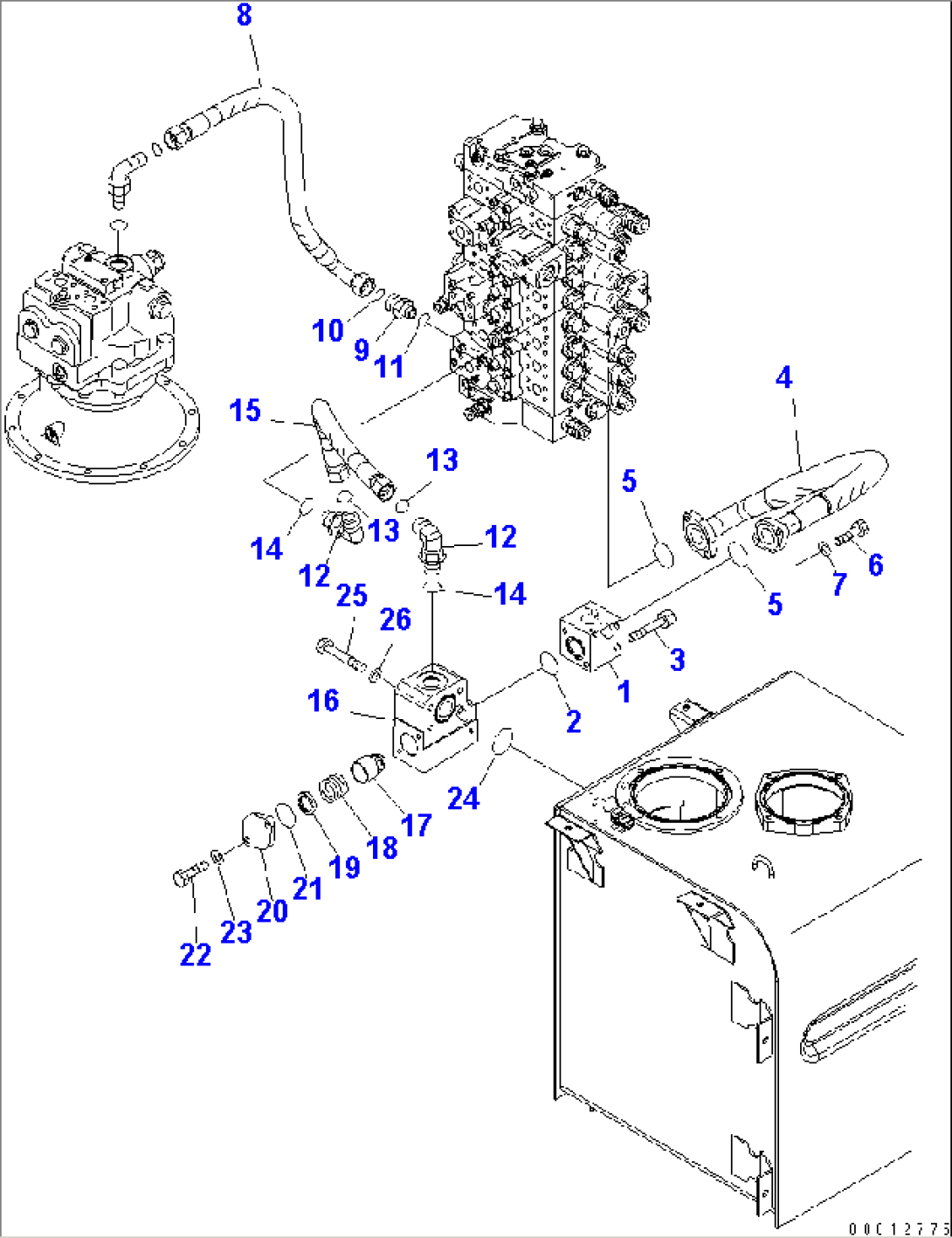 RETURN LINE (1 ACTUATOR)(#70001-)