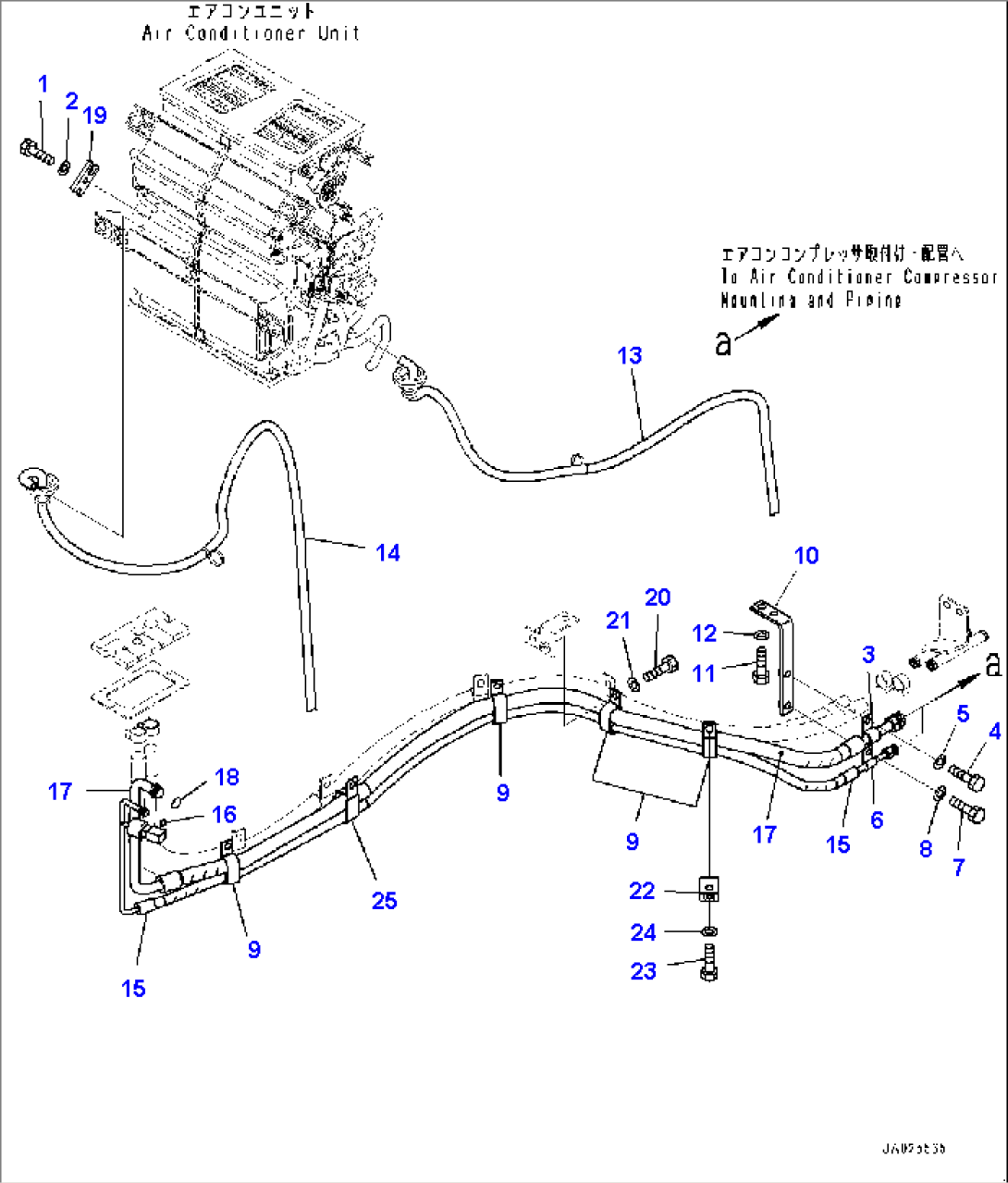 Cab and Cab Floor Group, Floor, Air Conditioner Piping (#80001-)