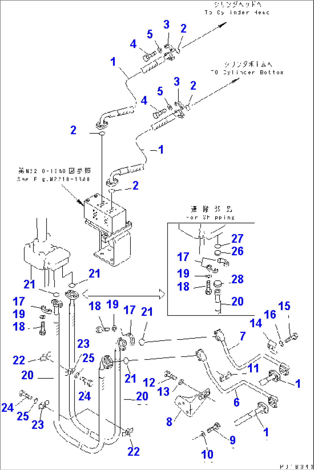 COUNTER WEIGHT PIPING (3/3) (REAR CYLINDER LINE)