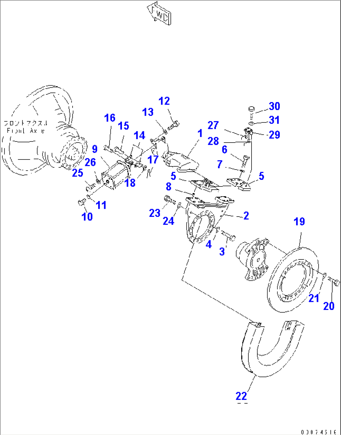 FRONT AXLE (PARKING BRAKE)(#51075-)