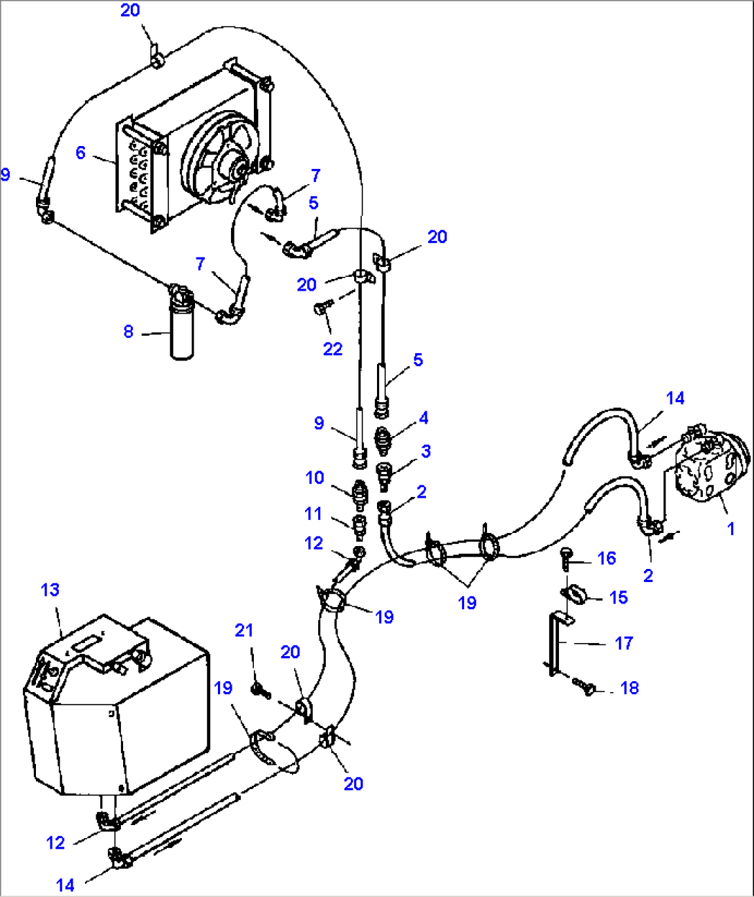 FIG NO. 5535 CAB AIR CONDITIONER PIPING S/N 4024 AND DOWN