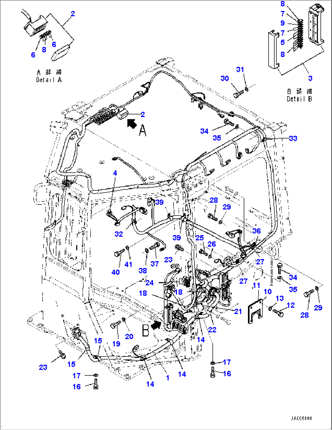 ROPS Cab, Floor, Wiring Harness (1/3) (#80001-)