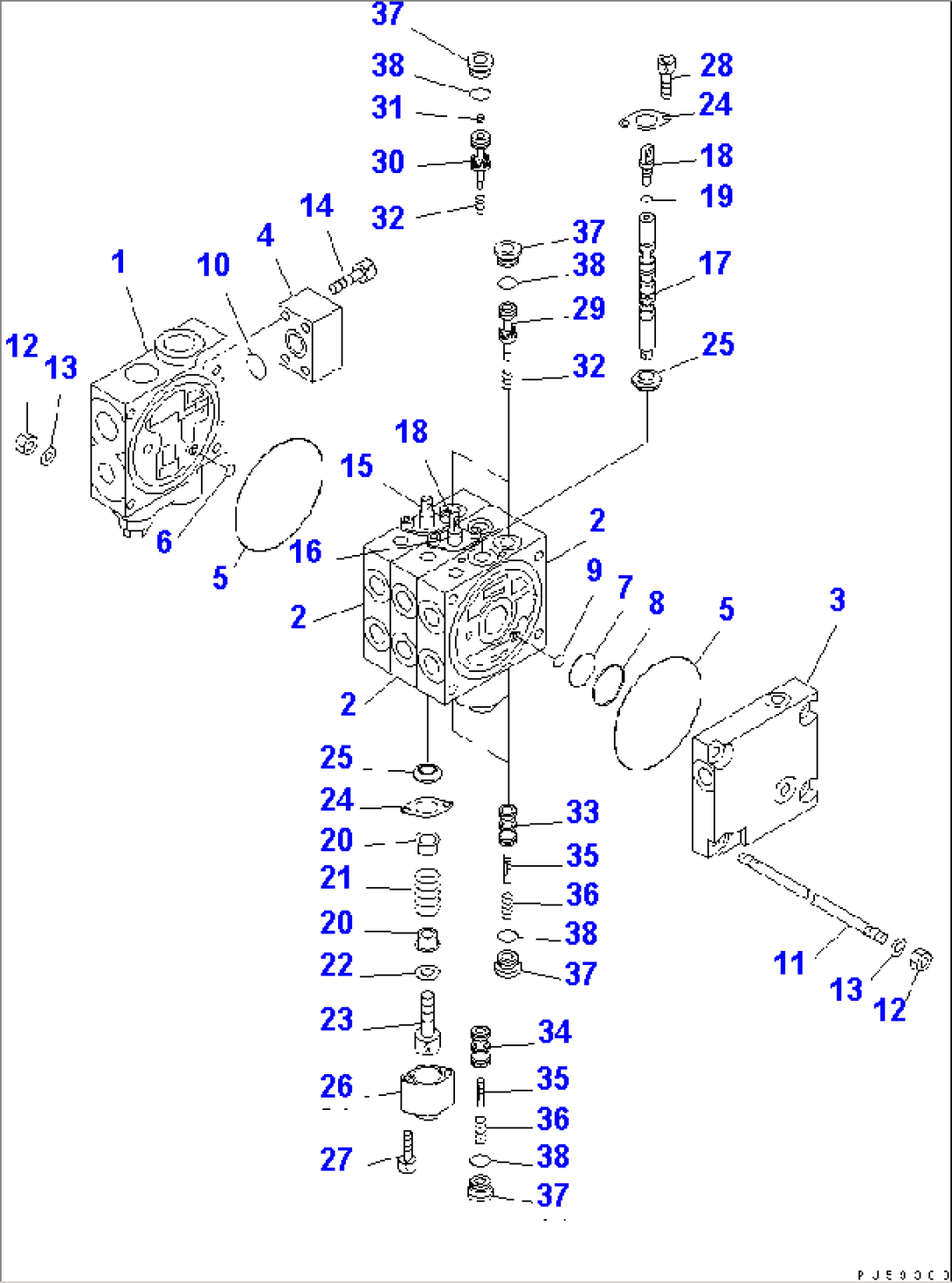 CONTROL VALVE (3-SPOOL) (1/2) (R.H.)