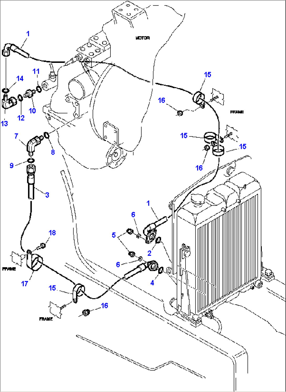 FIG. H3500-01A0 HYDRAULIC PIPING - TRANSMISSION COOLING LINE