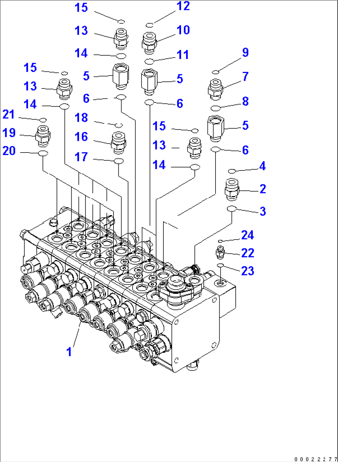 MAIN VALVE CONNECTING PARTS (1/4) (FOR 2-PIECE BOOM WITH 1 ATT.)