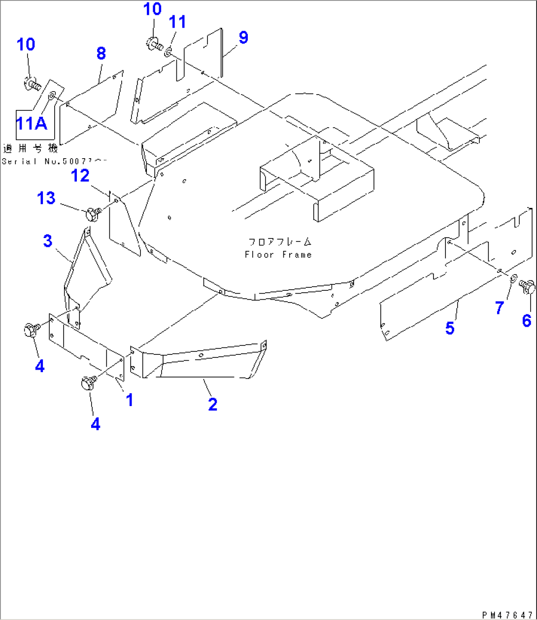 FLOOR COVER (WITH CAB)(#50001-)