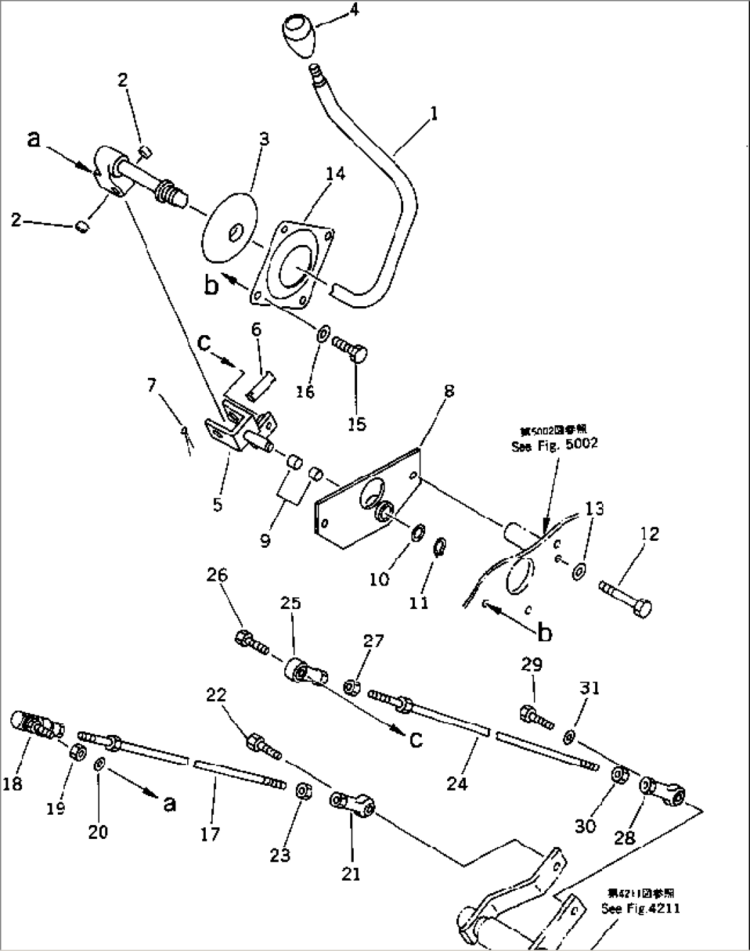 BLADE CONTROL LEVER AND LINKAGE (1/2) (FOR POWER TILT MECH. ANGLE DOZER)(#11899-)
