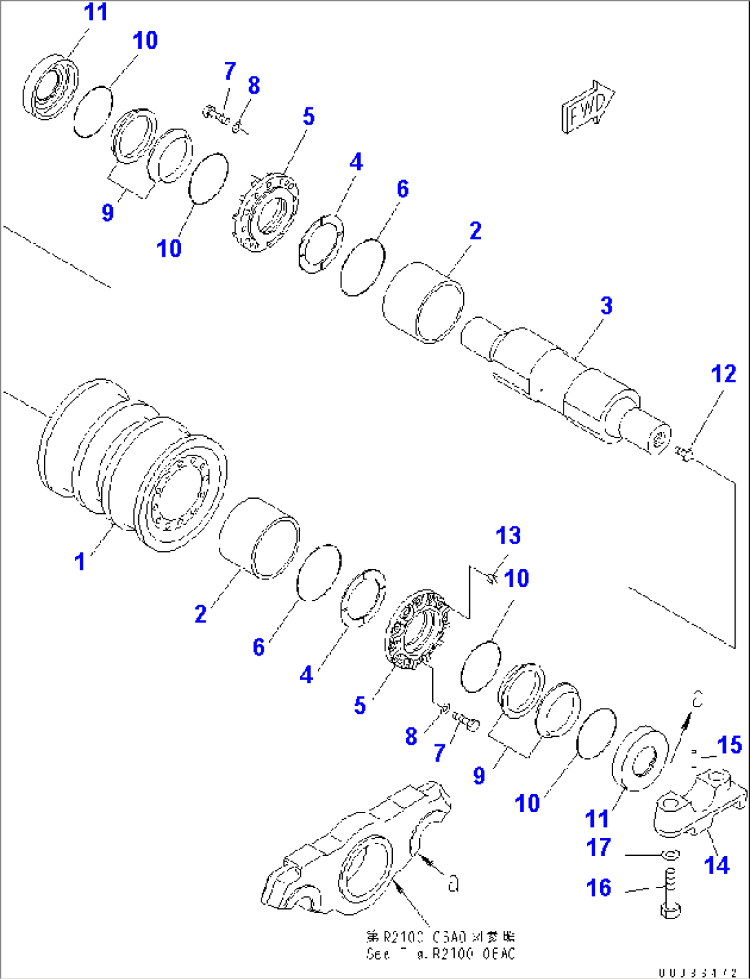 TRACK FRAME (R.H.) (DOUBLE FLANGE TRACK ROLLER) (7 ROLLER)
