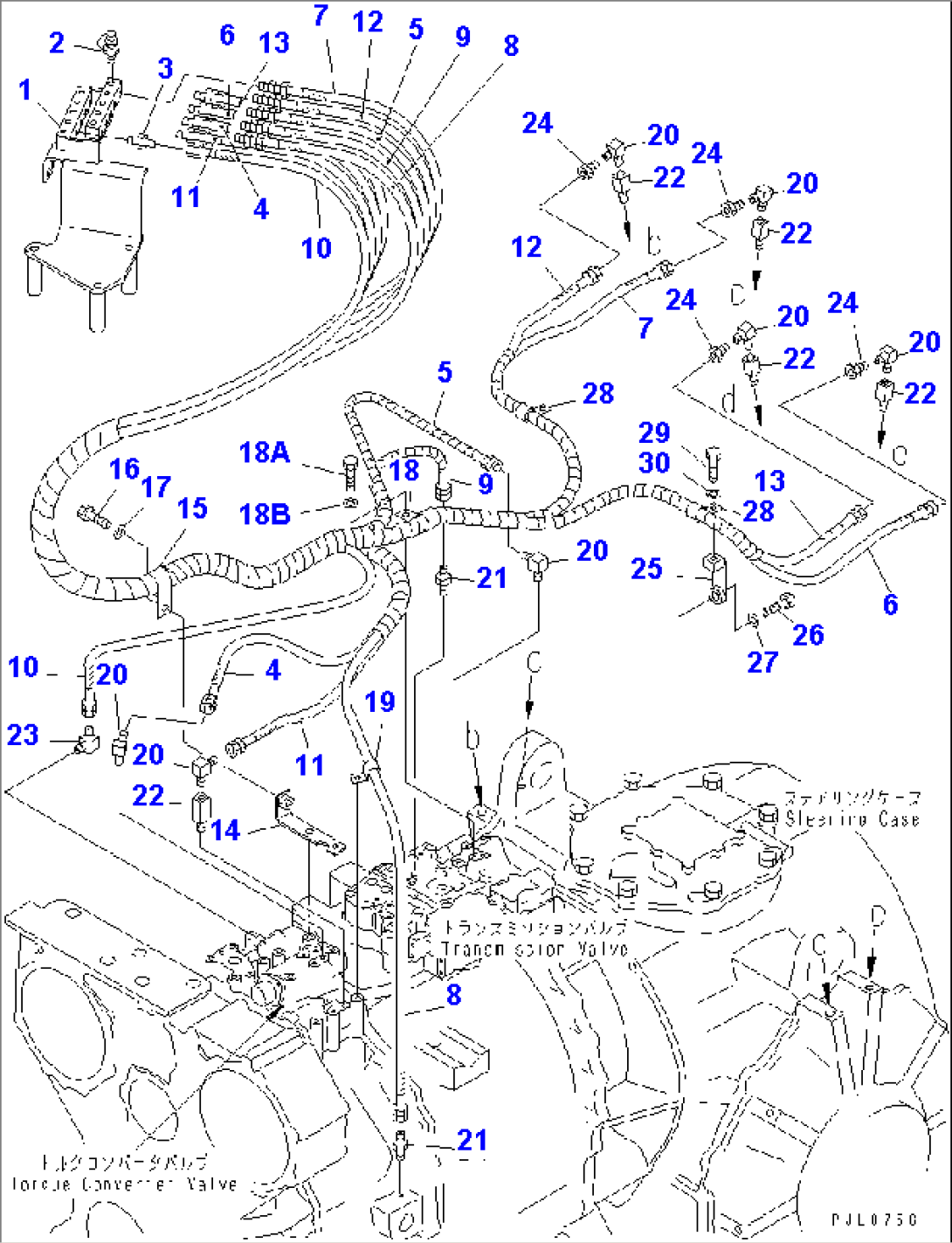 CONCENTRATED PIPING (FOR OIL PRESSURE CHECK)