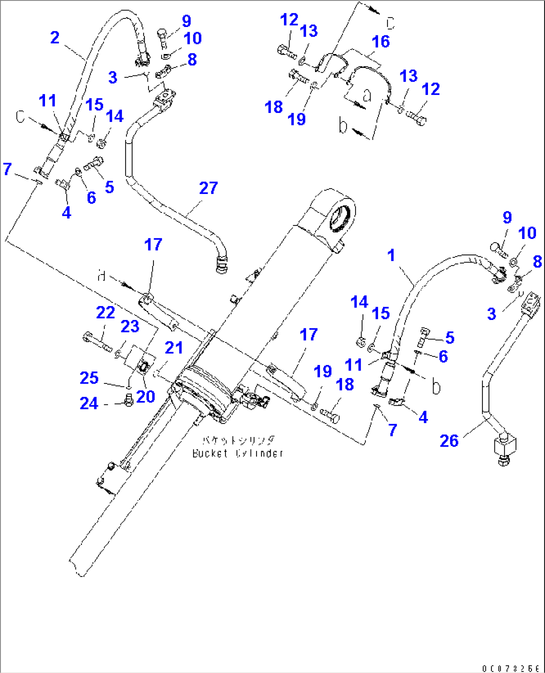 HYDRAULIC PIPING (BUCKET CYLINDER LINES) (1/2)