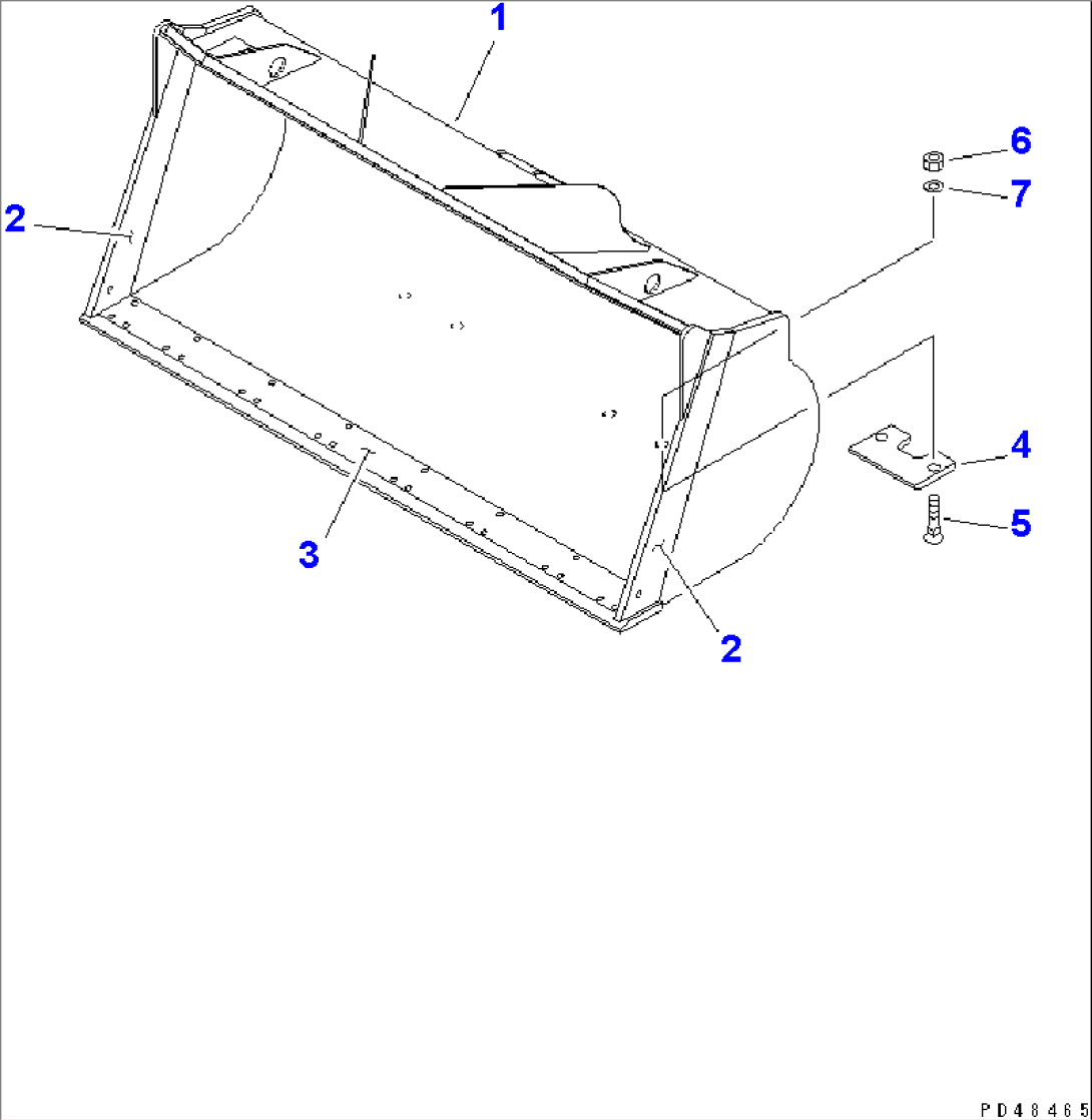 BUCKET¤ 2.9M3 (WITH BOLT ON CUTTING EDGE 3.1M3)(#60001-)