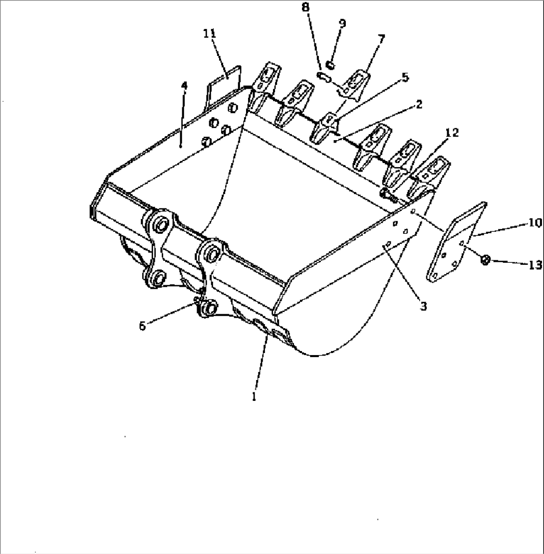 BUCKET¤ 0.9M3¤ WIDTH 1330MM (WITH HOOK¤ WITH SIDE CUTTER)(#10001-10115)