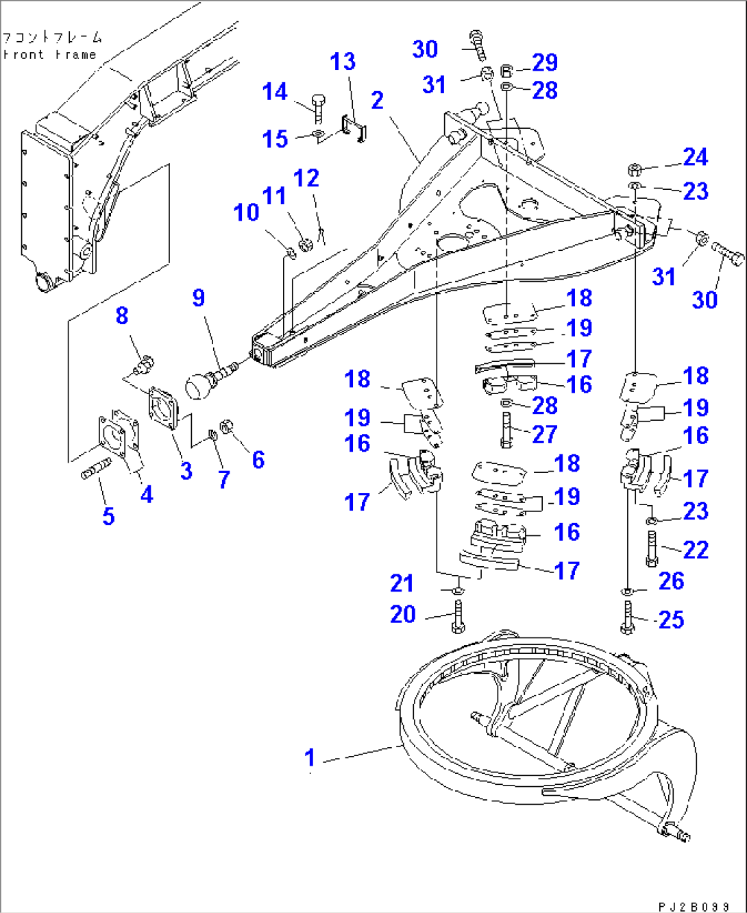 DRAWBAR AND CIRCLE SUPPORT(#50001-.)