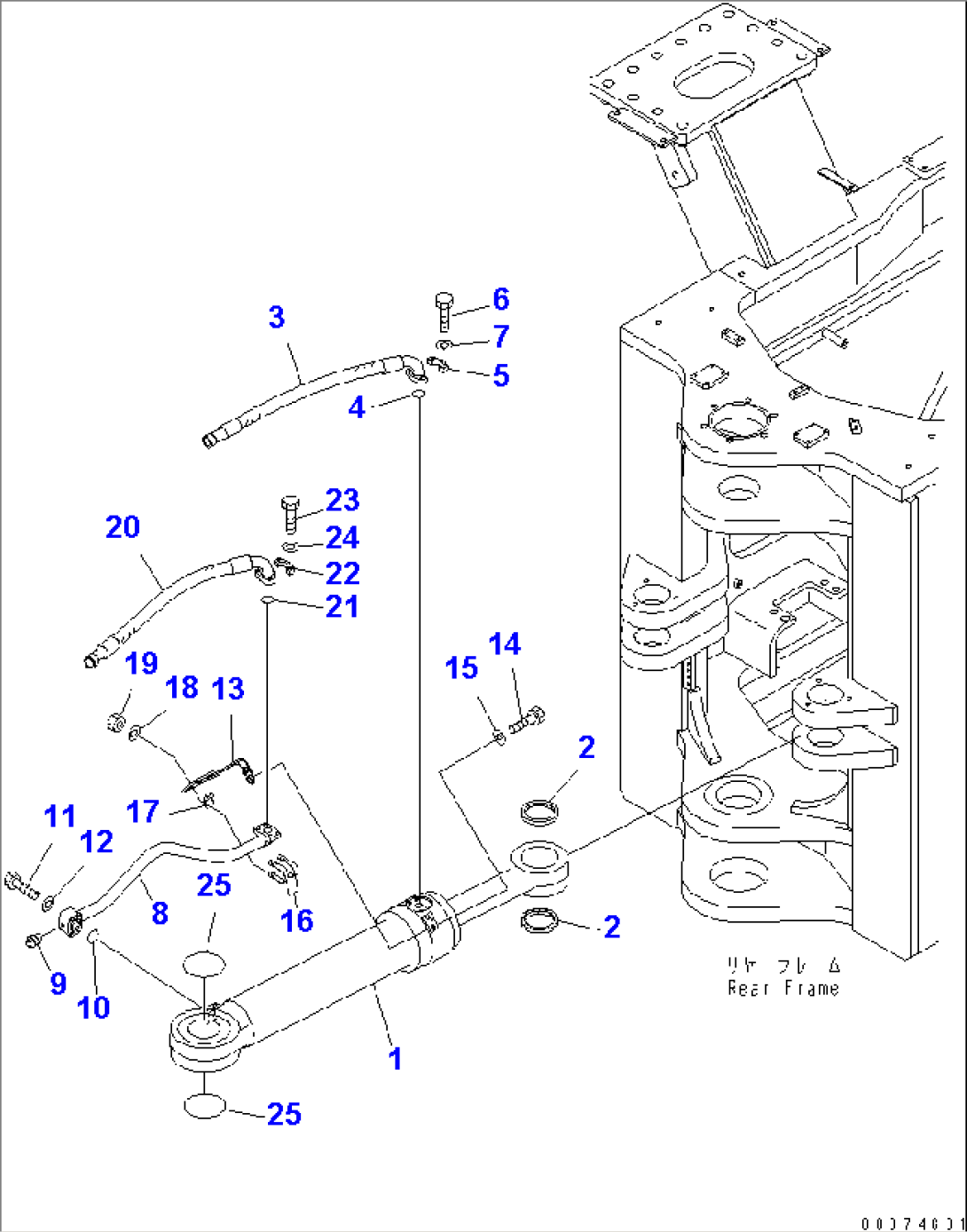 STEERING CYLINDER (CYLINDER AND PIPING¤ L.H.)(#51075-)