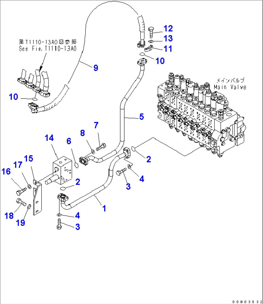 ARM PIPING (REVOLVING FRAME SIDE) (FOR 1-PIECE BOOM) (KA SPEC.)