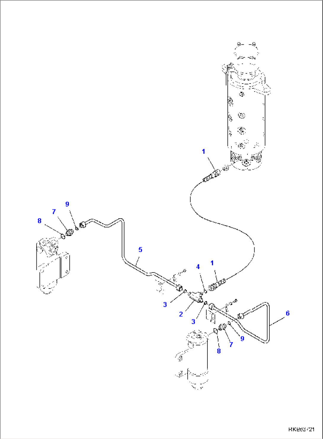 PPC MAIN LINE, AXLE LOCKING CYLINDER CIRCUIT, LOWER LINE