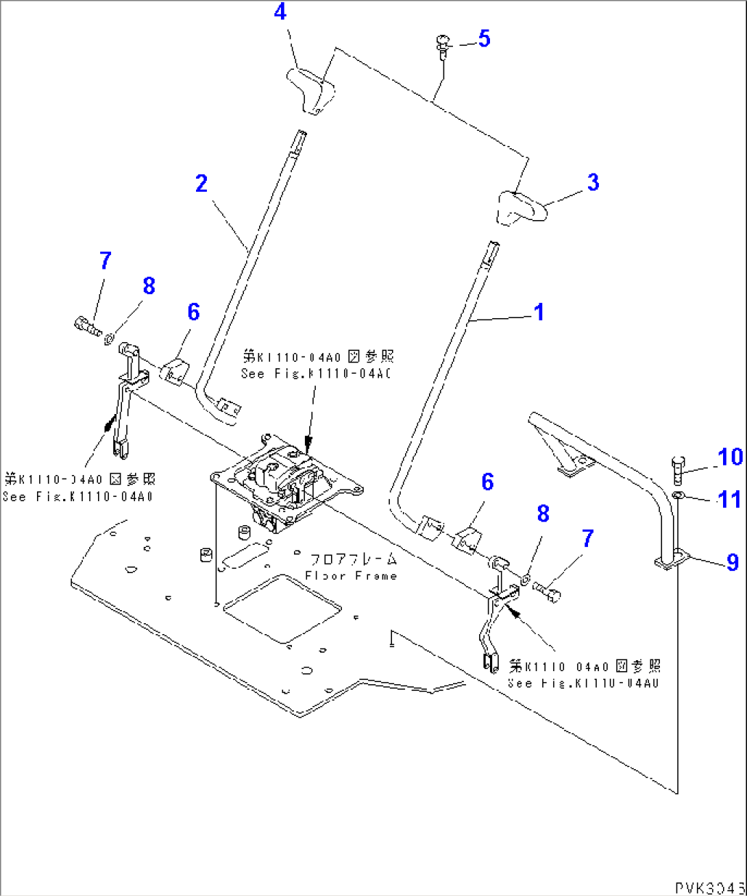 FLOOR FRAME (TRAVEL LEVER AND FOOT REST)