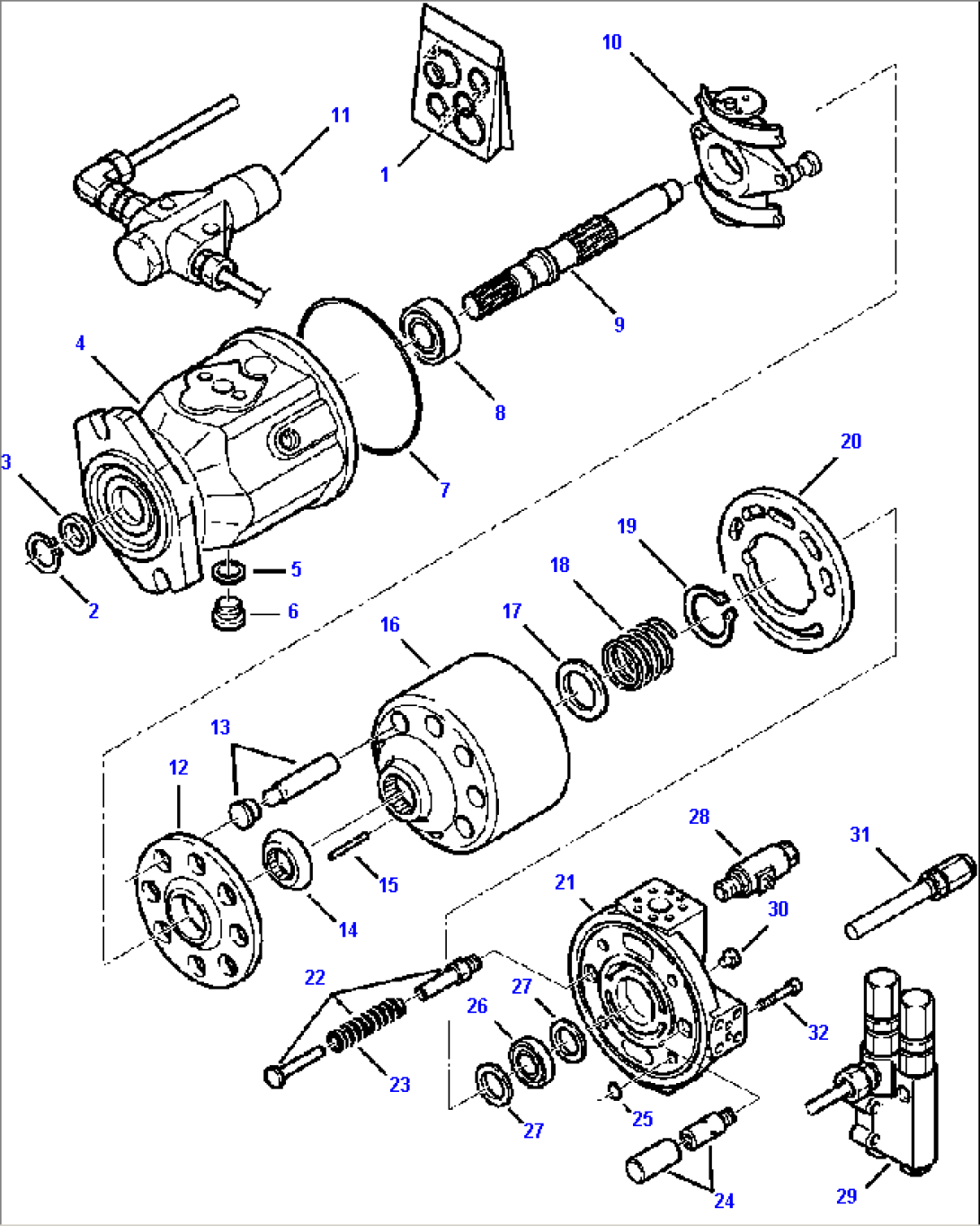FIG. H6120-01A0 HYDRAULIC PUMP - HOUSING AND INTERNAL PARTS
