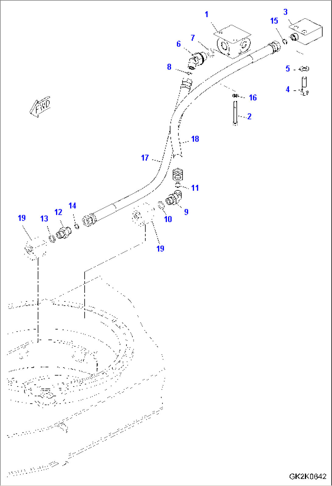 SWIVEL JOINT (HYDRAULIC PIPING) (FRONT LESS - REAR BLADE) (1/2)