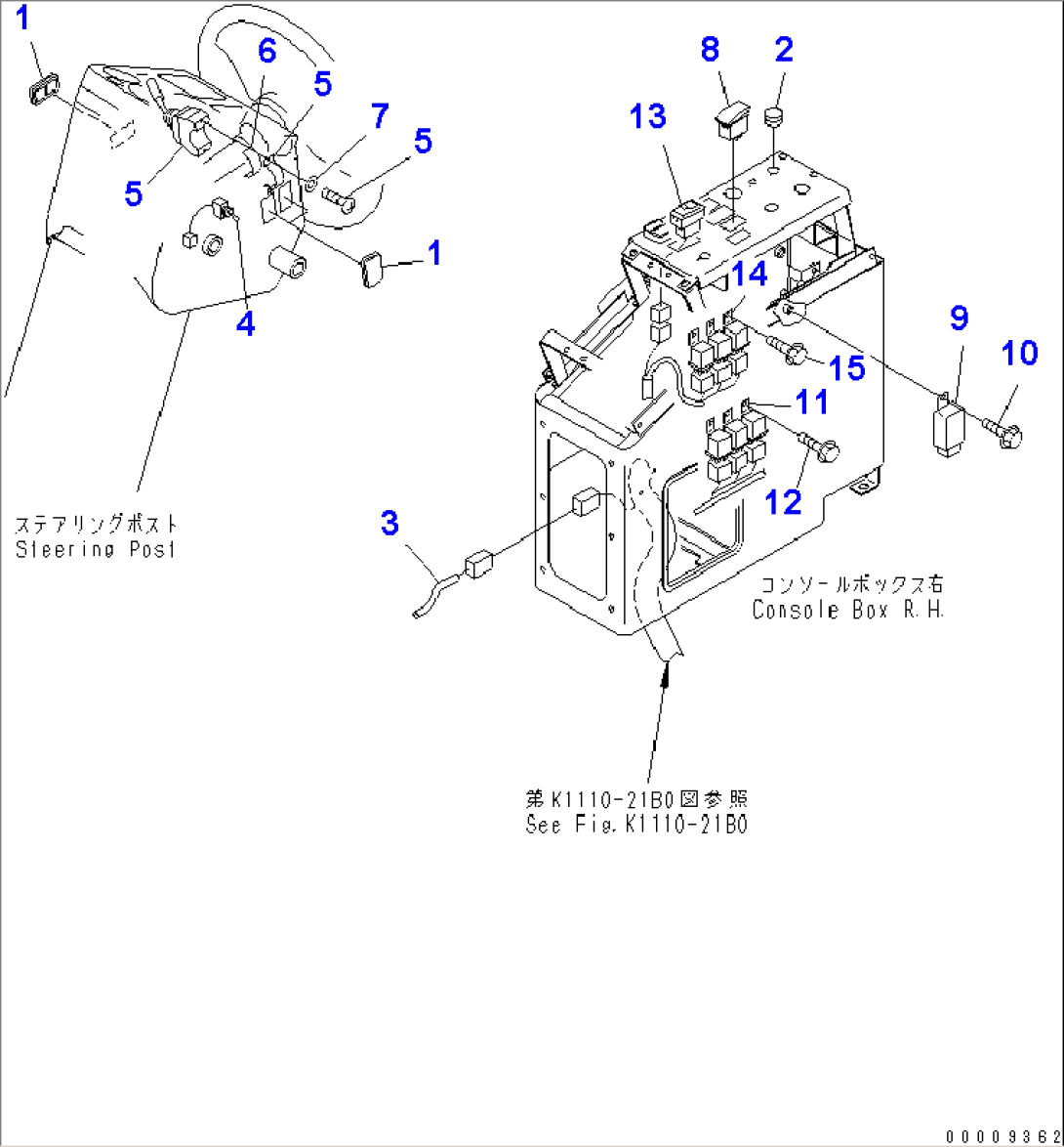 ELECTRICAL SYSTEM (STEERING POST AND R.H. CONSOLE BOX) (WITH AIR CONDITIONER)(#51001-)