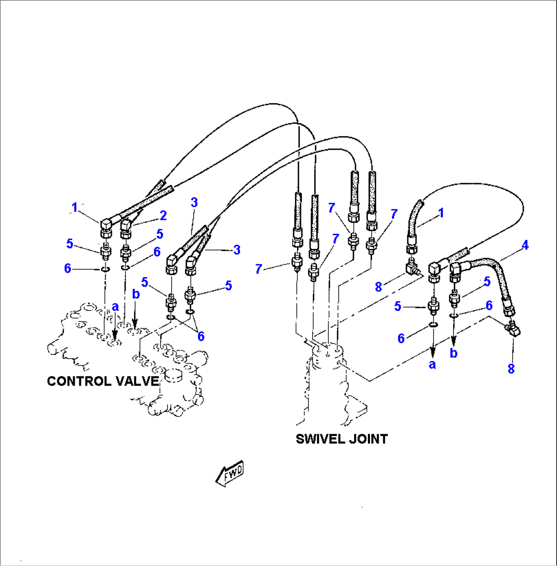 HYDRAULIC PIPING (TRAVEL AND BLADE LINE)