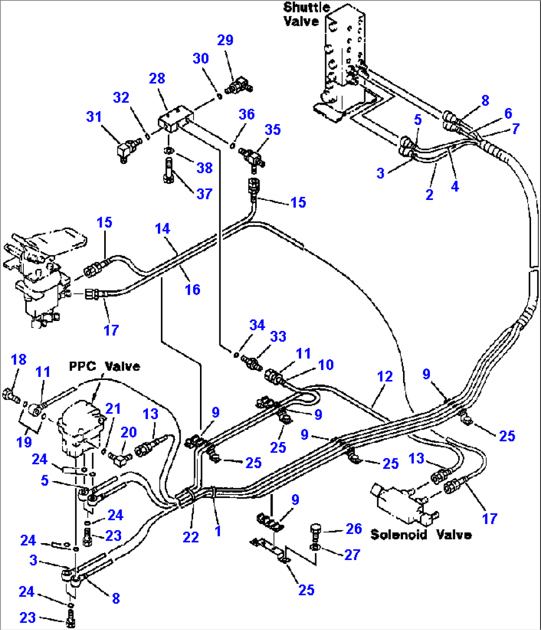 FIG NO. K1420-0103 PPC TRAVEL LINES (FOR ADDITIONAL PIPING FOR 1 ACTUATOR)