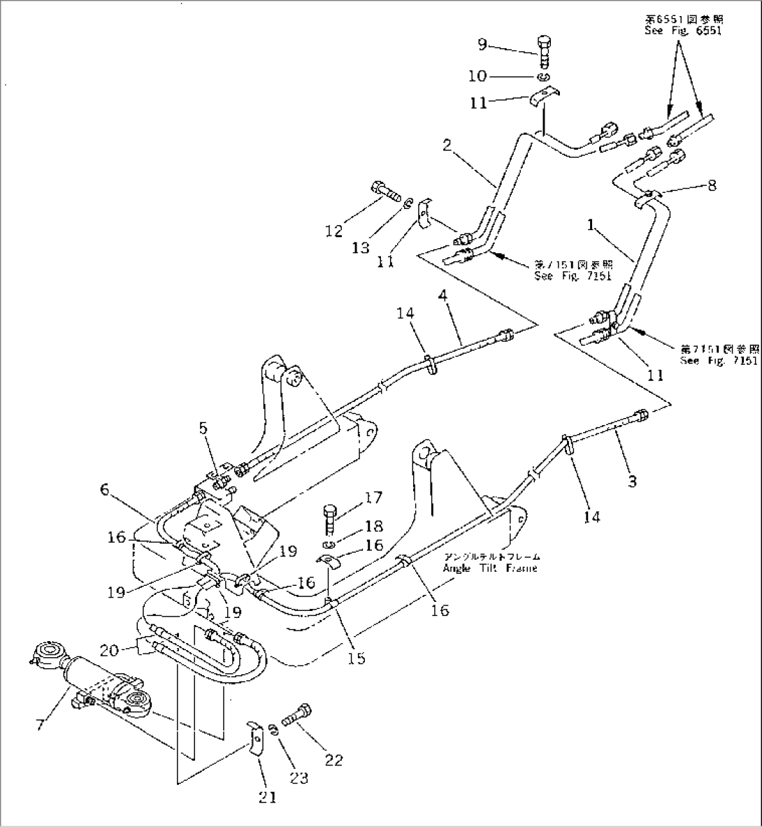 HYDRAULIC PIPING (TILT CYLINDER LINE) (DOZER SIDE) (FOR SINGLE LEVER)