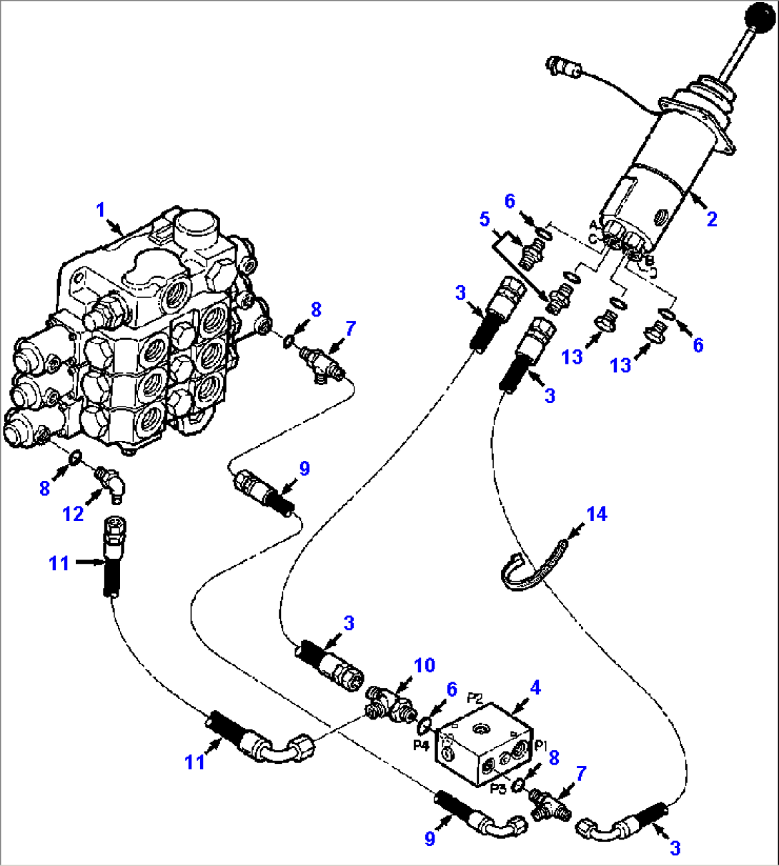 HYDRAULIC PIPING BLADE PILOT VALVE TO EQUIPMENT VALVE