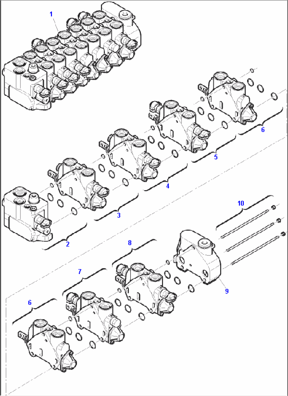 FIG. H6340-01A0 CONTROL VALVE (7 SECTIONS) - FOR HAMMER