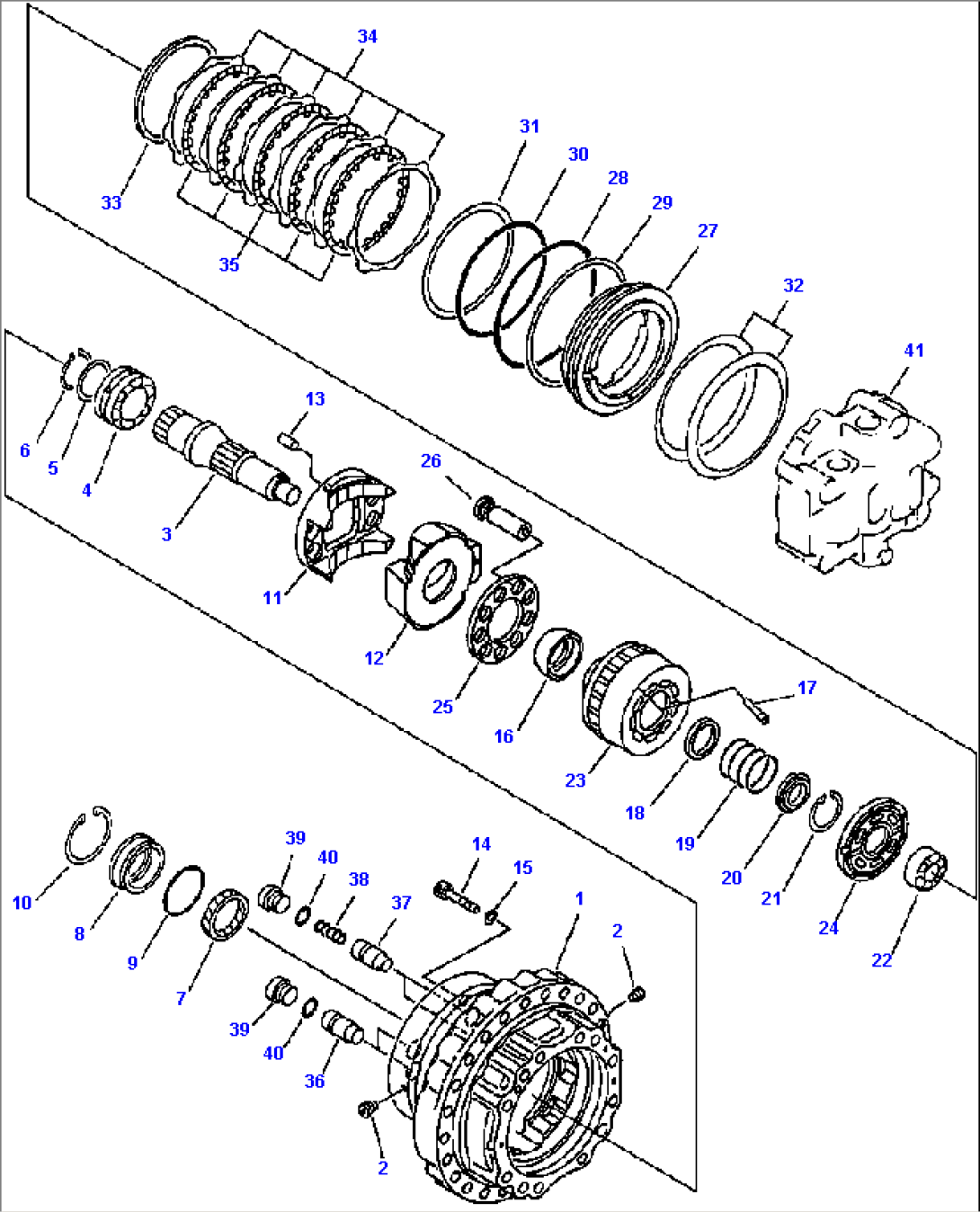 FIG NO. P1210-5102 TRAVEL MOTOR MOTOR AND BRAKE - S/N A83001 - A83108
