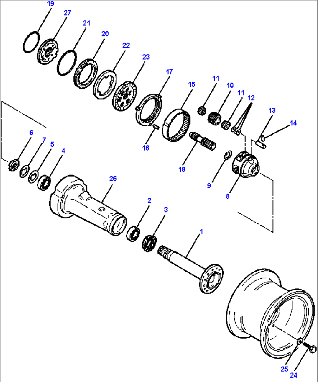AXLE ASSEMBLY FRONT AND REAR FINAL DRIVE AND WHEEL BRAKE