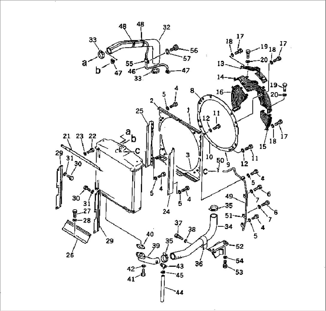 RADIATOR PIPING AND COVER (NOISE SUPPRESSION FOR EC) (D60A-8A)(#45330-)