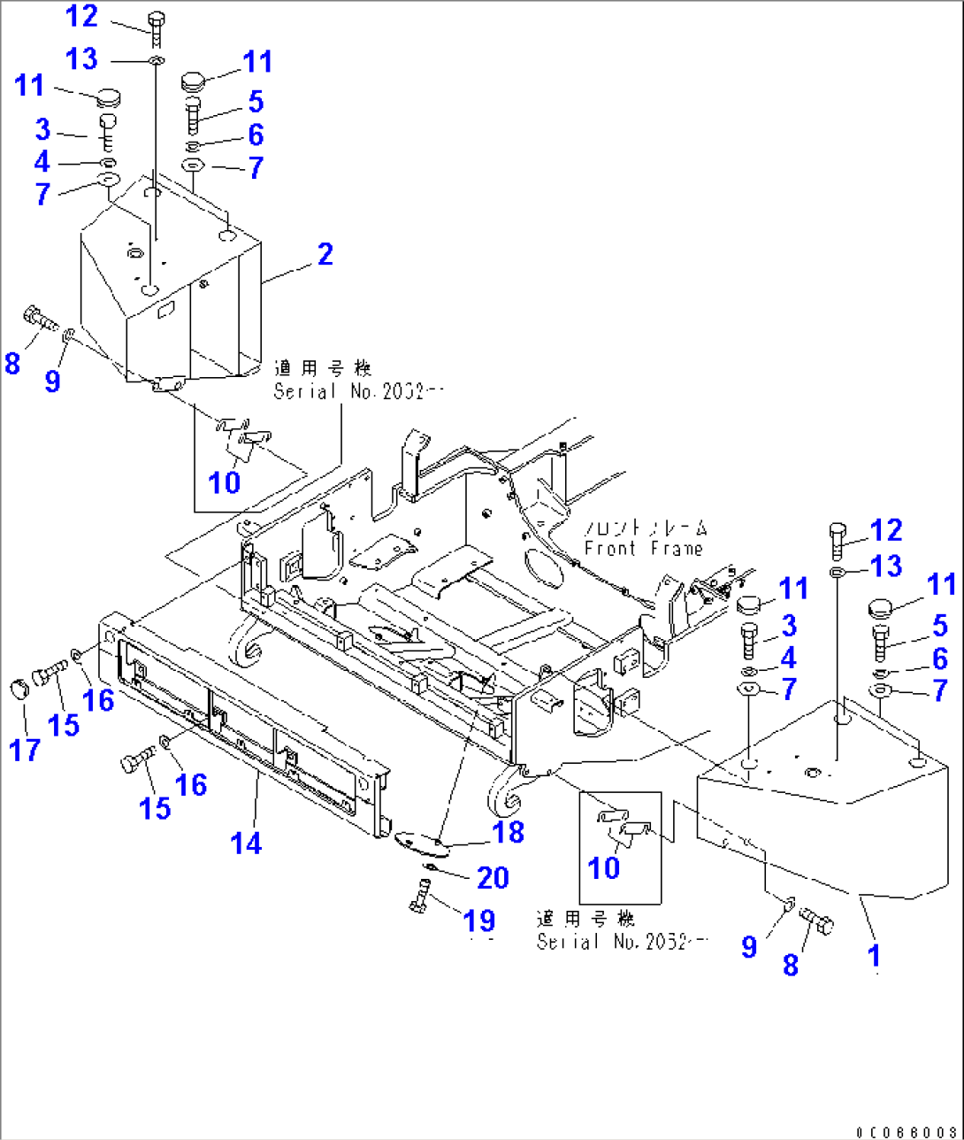 FRONT FRAME (BUMPER) (SAND PROTECTION SPEC.)(#2001-)