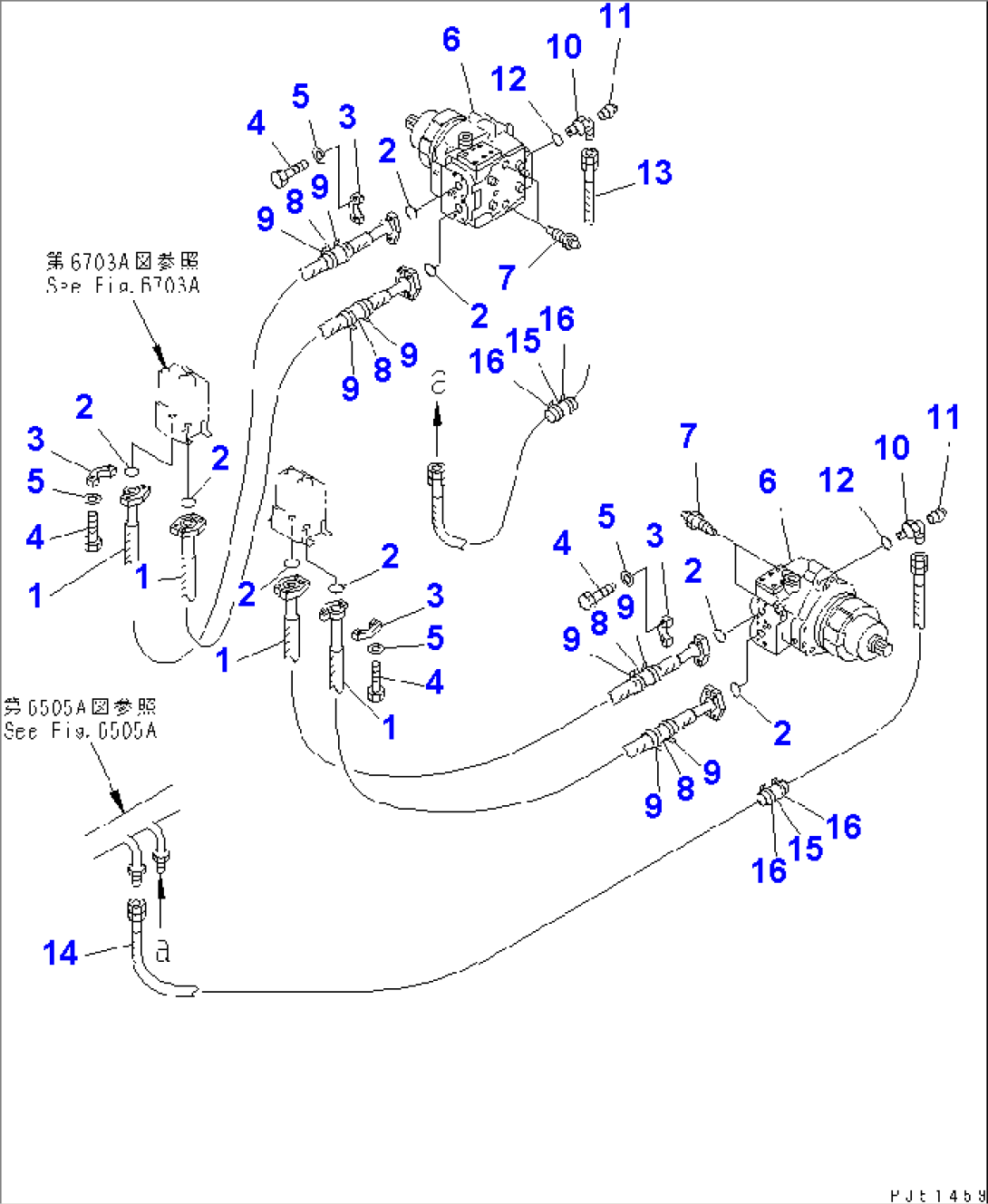 HYDRAULIC PIPING (TRAVEL MOTOR LINE) (4/4)(#11003-11044)